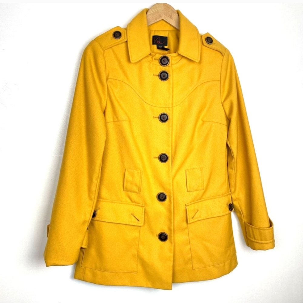 Mustard Yellow Trench Coat Button Details Unique